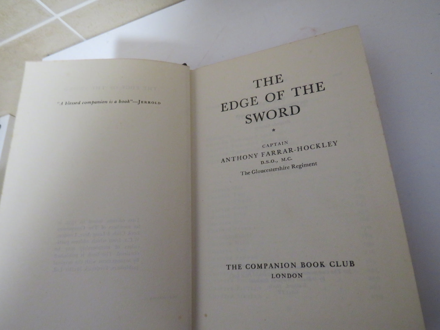 The Edge of the Sword by Captain Anthony Farrar-Hockley, 1955