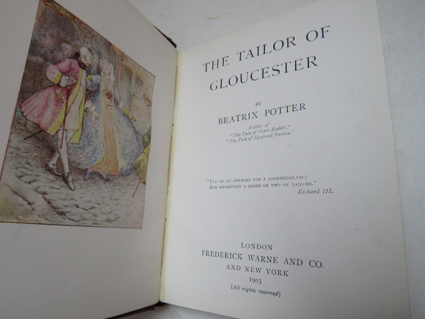 The Tailor of Gloucester by Beatrix Potter, 1903, First Edition, Antique Children's Book