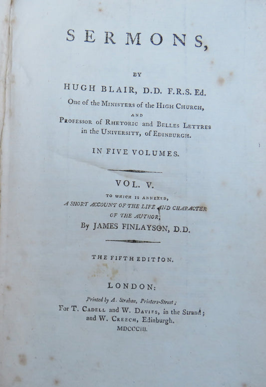 Sermons By Hugh Blair 1803 & 1805