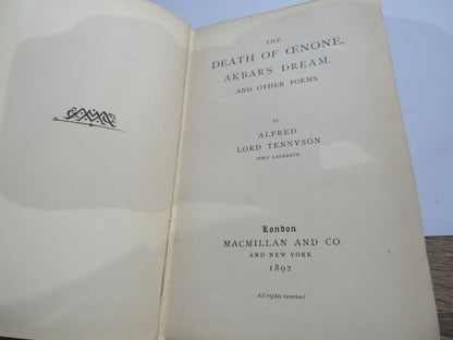 The Death of Cenone, Akbar's Dream, and Other Poems By Alfred Lord Tennyson 1892, Vintage Book book image 3