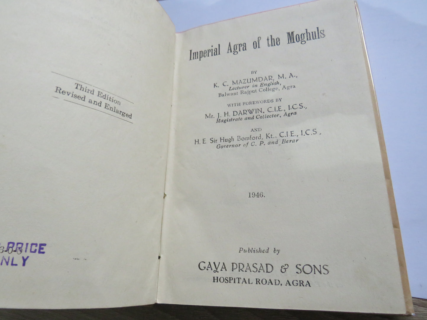 Imperial Agra Of The Moghuls By K.C. Mazumdar 1946