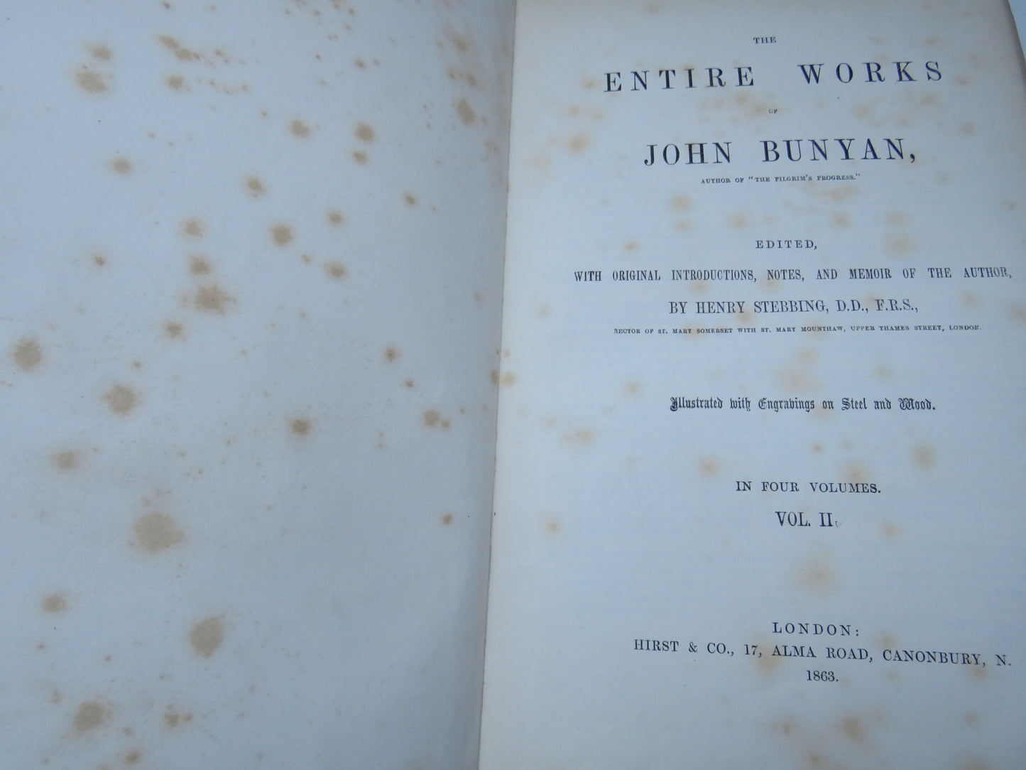 The Entire Works of John Bunyan Vol I & II 1863