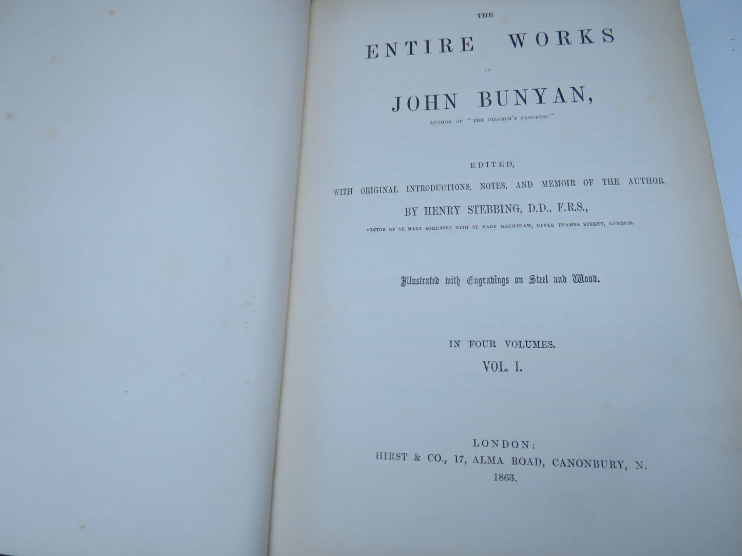 The Entire Works of John Bunyan Vol I & II 1863