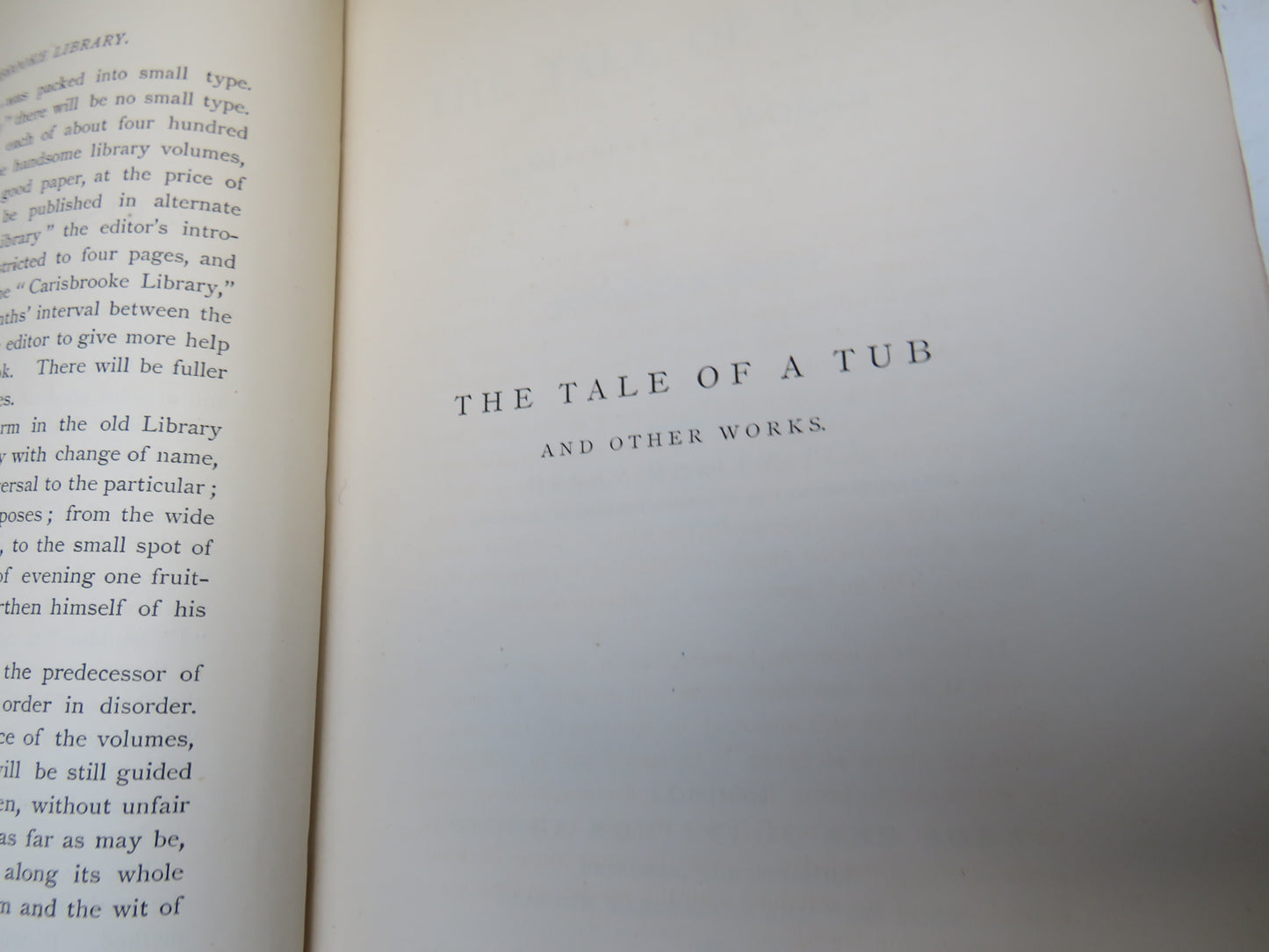 The Tale of a Tub and Other Works By Jonathan Swift 1889