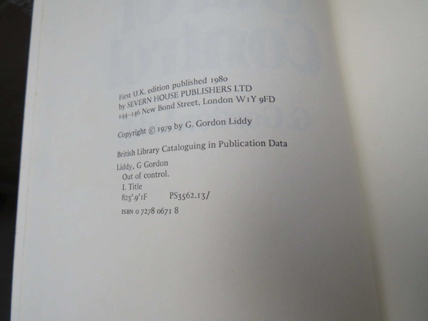 Out of Control By G. Gordon Liddy 1980