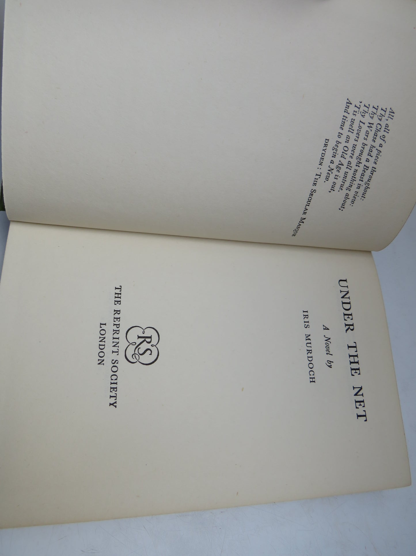 Under The Net A Novel By Iris Murdoch 1955