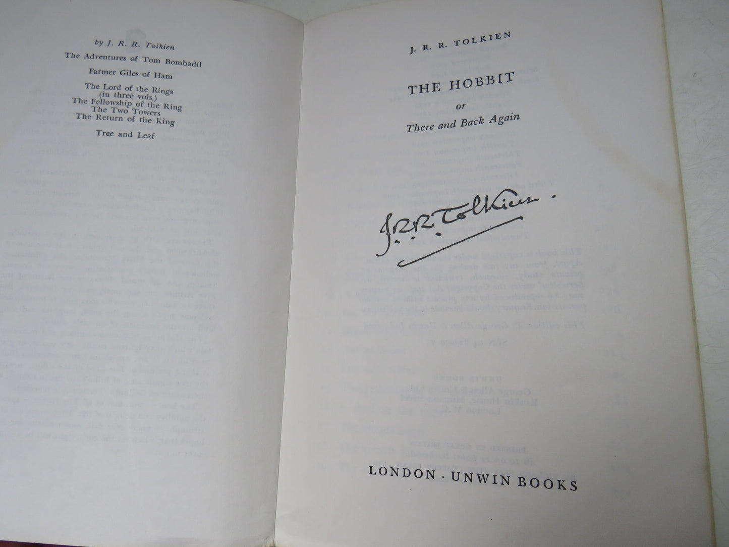 The Hobbit Or There and Back Again By J.R.R. Tolkien 1969