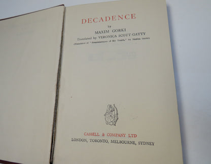 Decadence By Maxim Gorki Translated By Veronica Scott-Gatty 1928 book image 3
