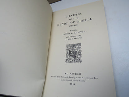 Minutes Of The Synod Of Argyll 1652-1661 Edited By Duncan C. Mactavish 1944 book image 4