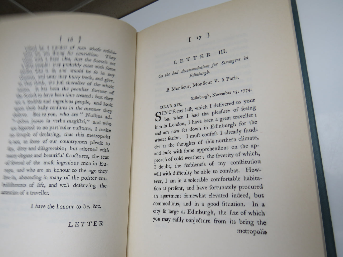 Letters From Edinburgh Written In The Years 1774 and 1775 By Edward Topham 1971