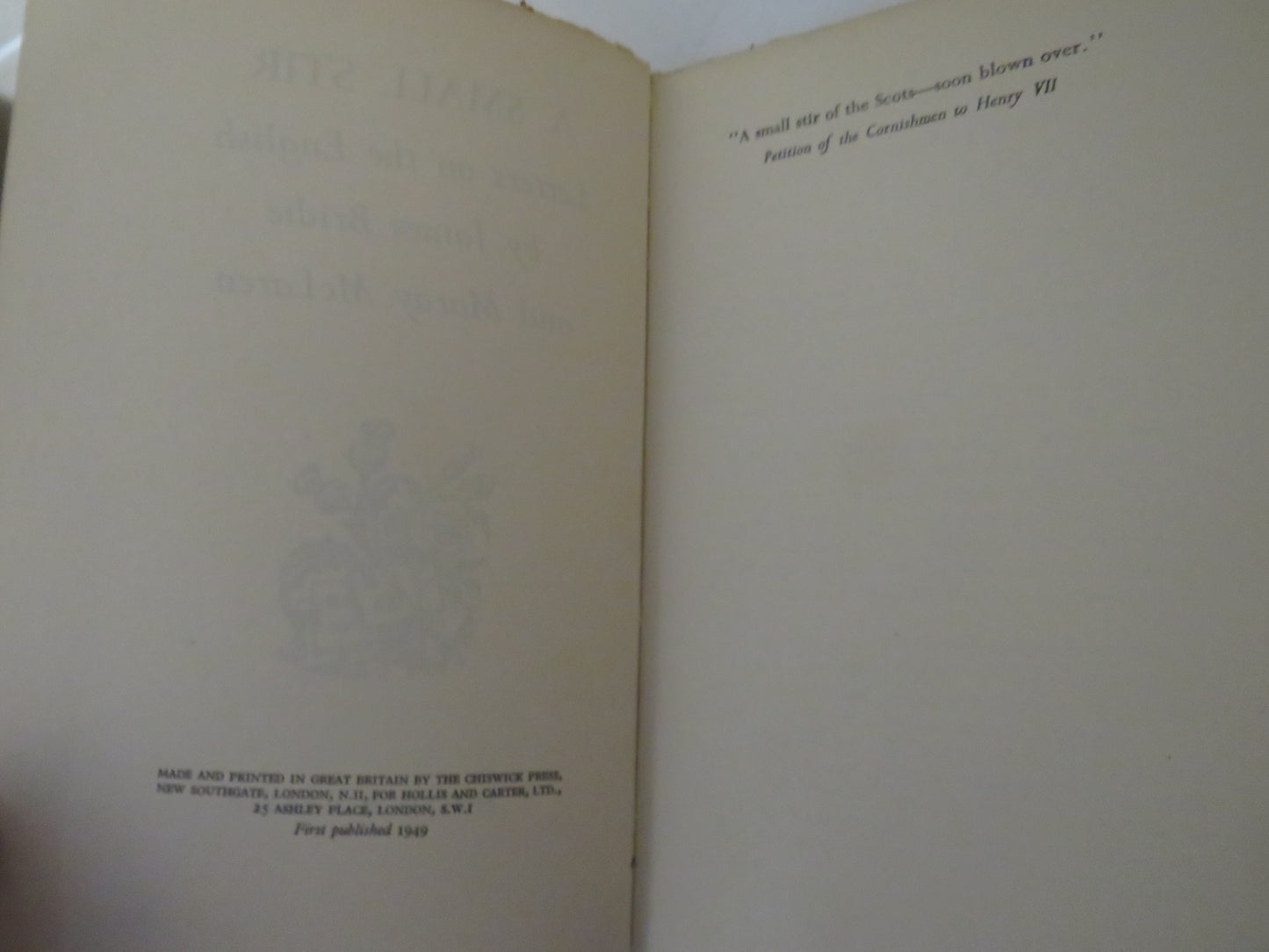 A Small Stir, Letters on the English by James Bridies and Moray McLaren, 1949