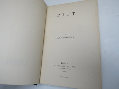 Pitt By Lord Rosebery 1893 book image 3