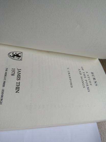 Burns A Study of the Poems and Songs By T. Crawford 1978 book image 3
