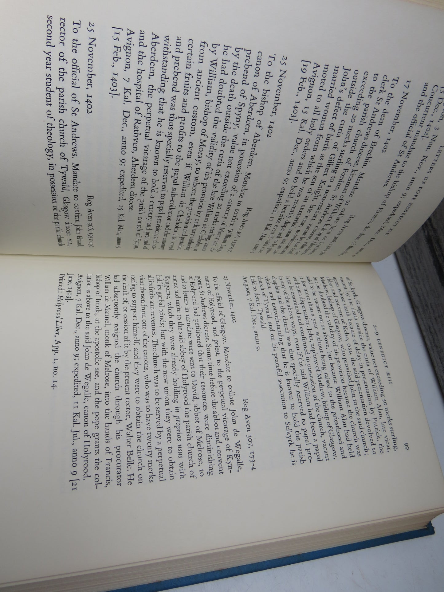 Calendar of Papal Letters To Scotland of Benedict XIII of Avignon 1394-1419 Edited By Francis McGurk 1976
