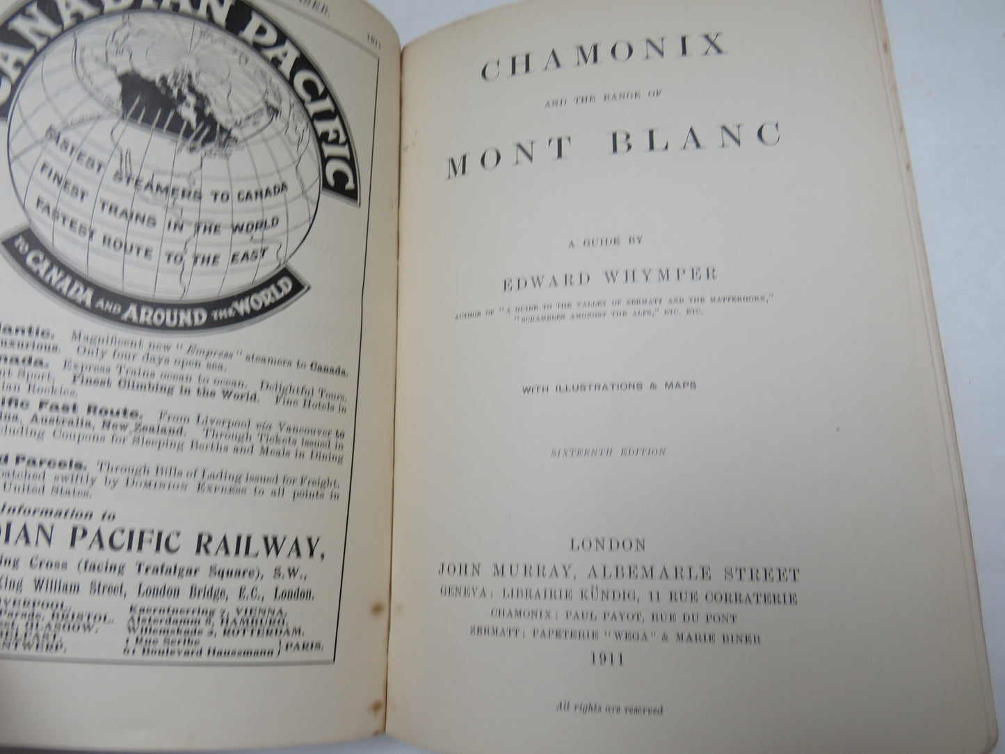Chamonix And The Range of Mont Blanc A Guide By Edward Whymper 1911