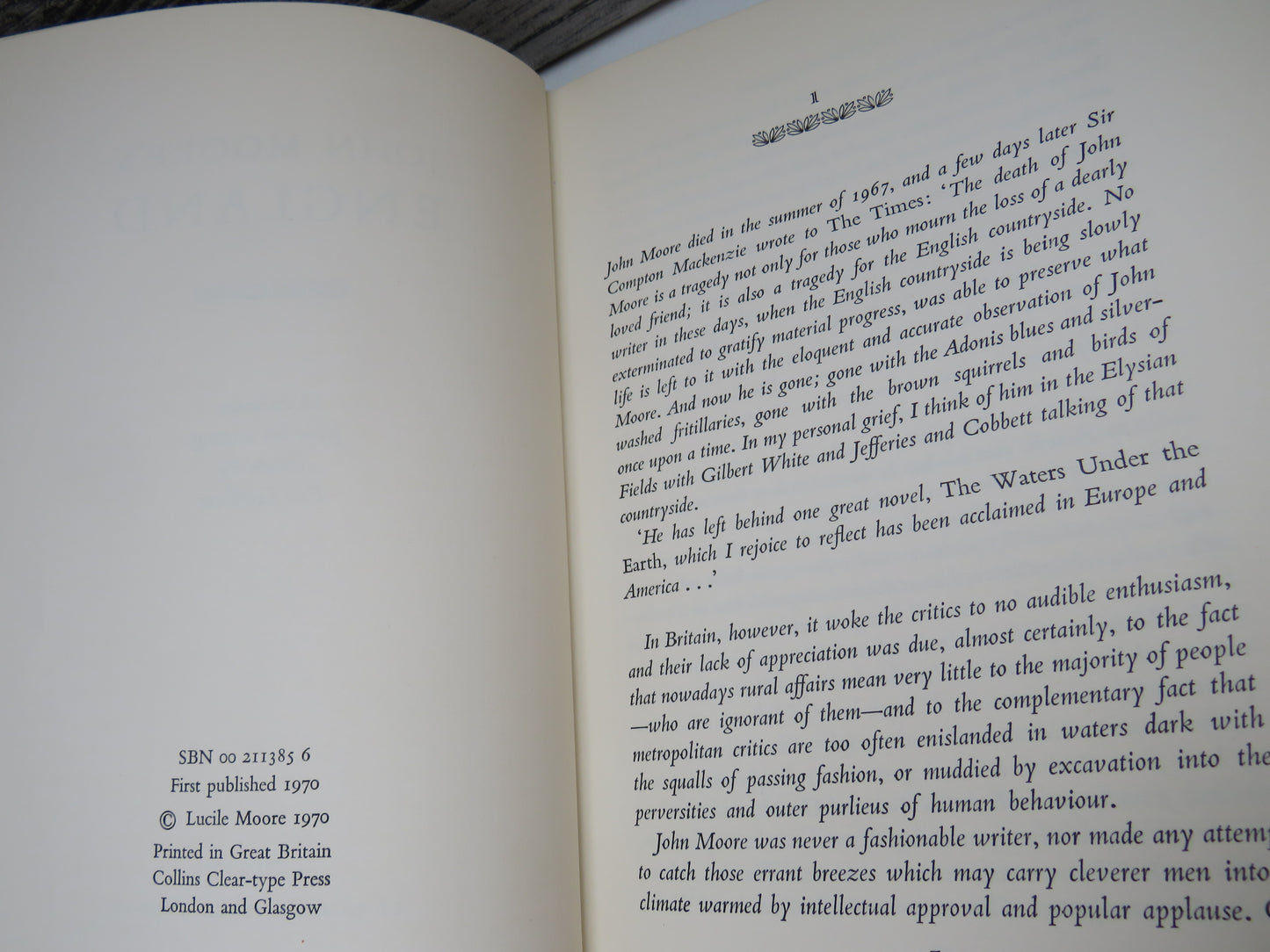 John Moore's England A Selection From His Writings Chosen by Eric Linklater 1970