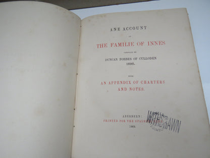 Ane Account of The Familie of Innes Compiled By Duncan Forbes of Culloden 1698 With An Appendix of C book image 4