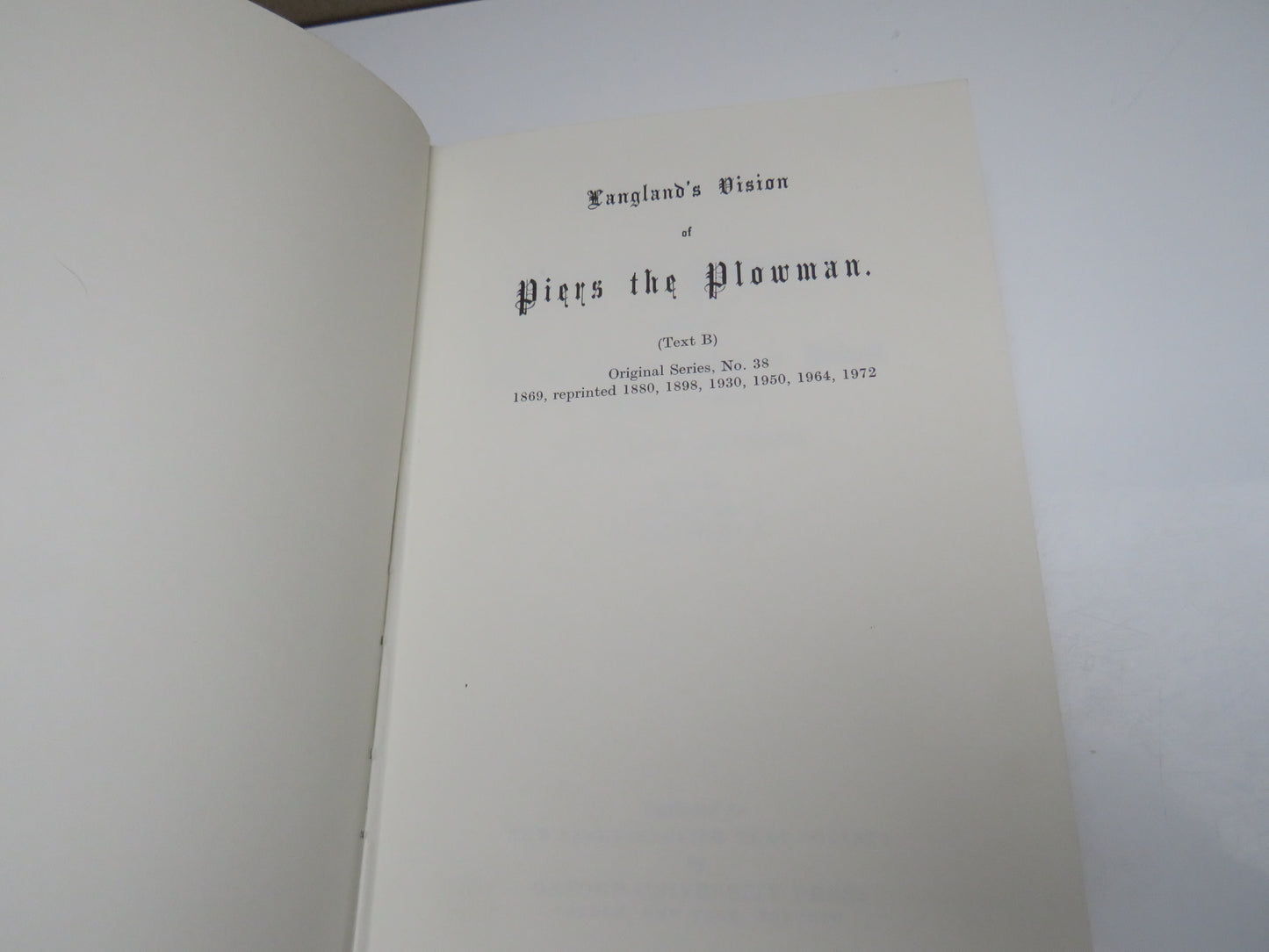 Langlan's Vision of Piers The Plowman 1972