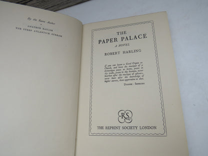 The Paper Palace A Novel By Robert Harling 1952