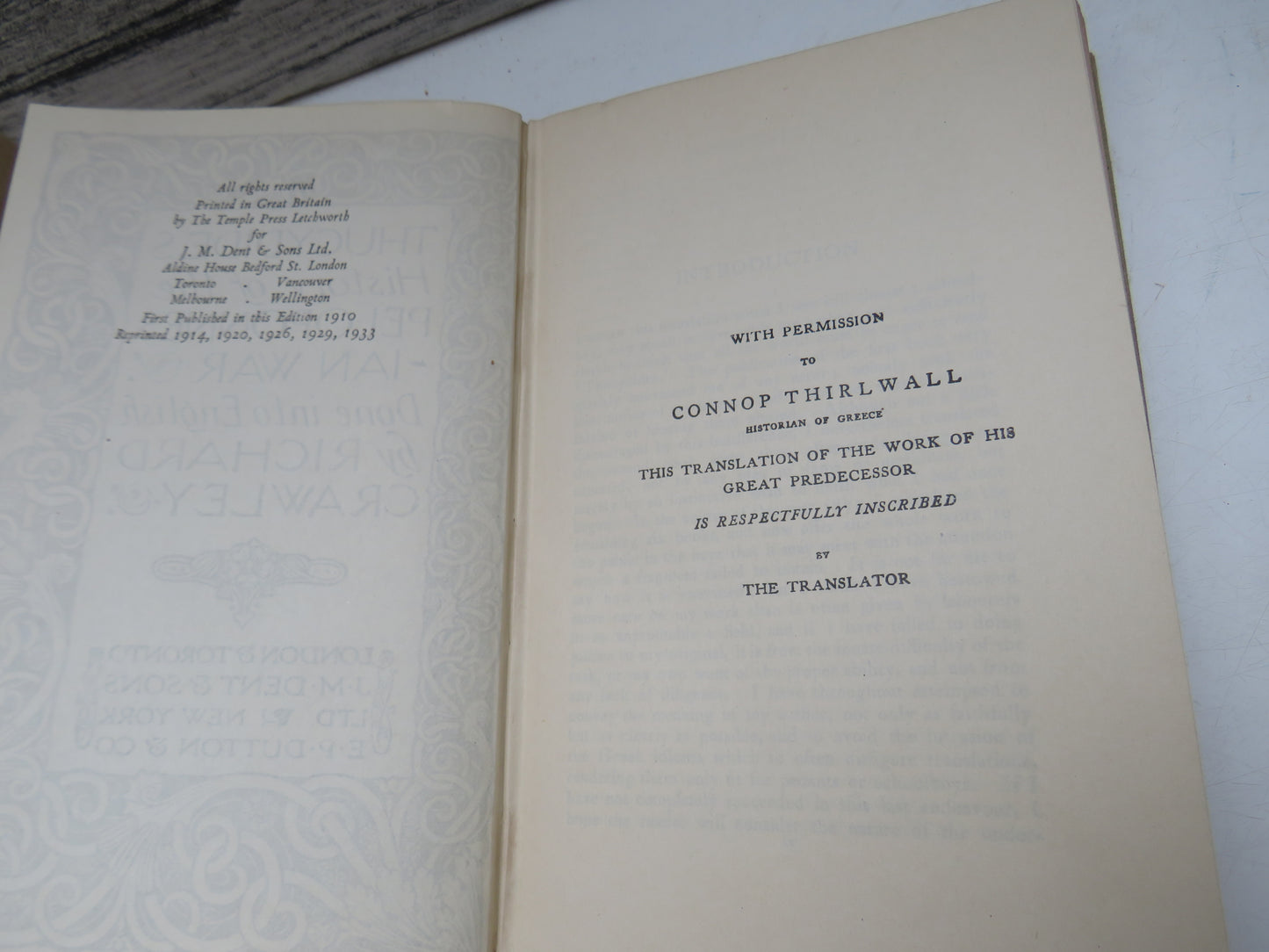Thucydides History of the Peloponnesian War Done Into English By Richard Crawley 1933