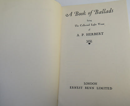 A Book of Ballads Being The Collected Light Verse Of A. P. Herbert 1939 book image 3