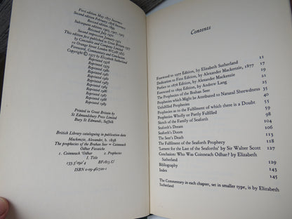 The Prophecies of The Brahan Seer Coinneach Odhar Fiosaiche By Alexander MacKenzie 1989