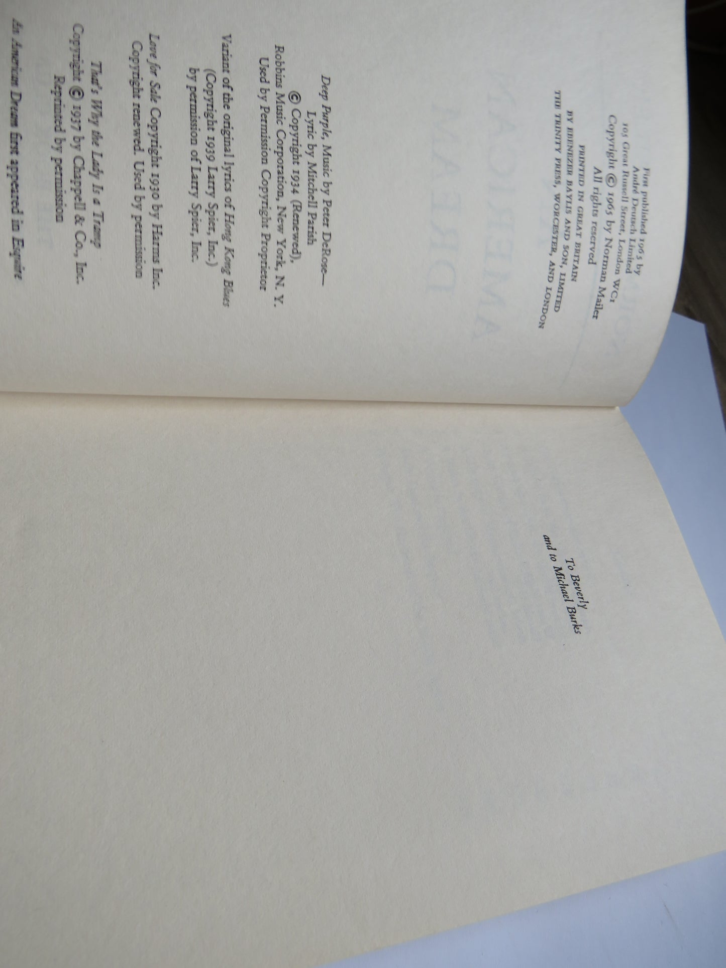 An American Dream By Norman Mailer 1965