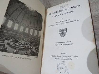 The Libraries of London A Guide For Students By Reginald Arthur Rye 1910 book image 4