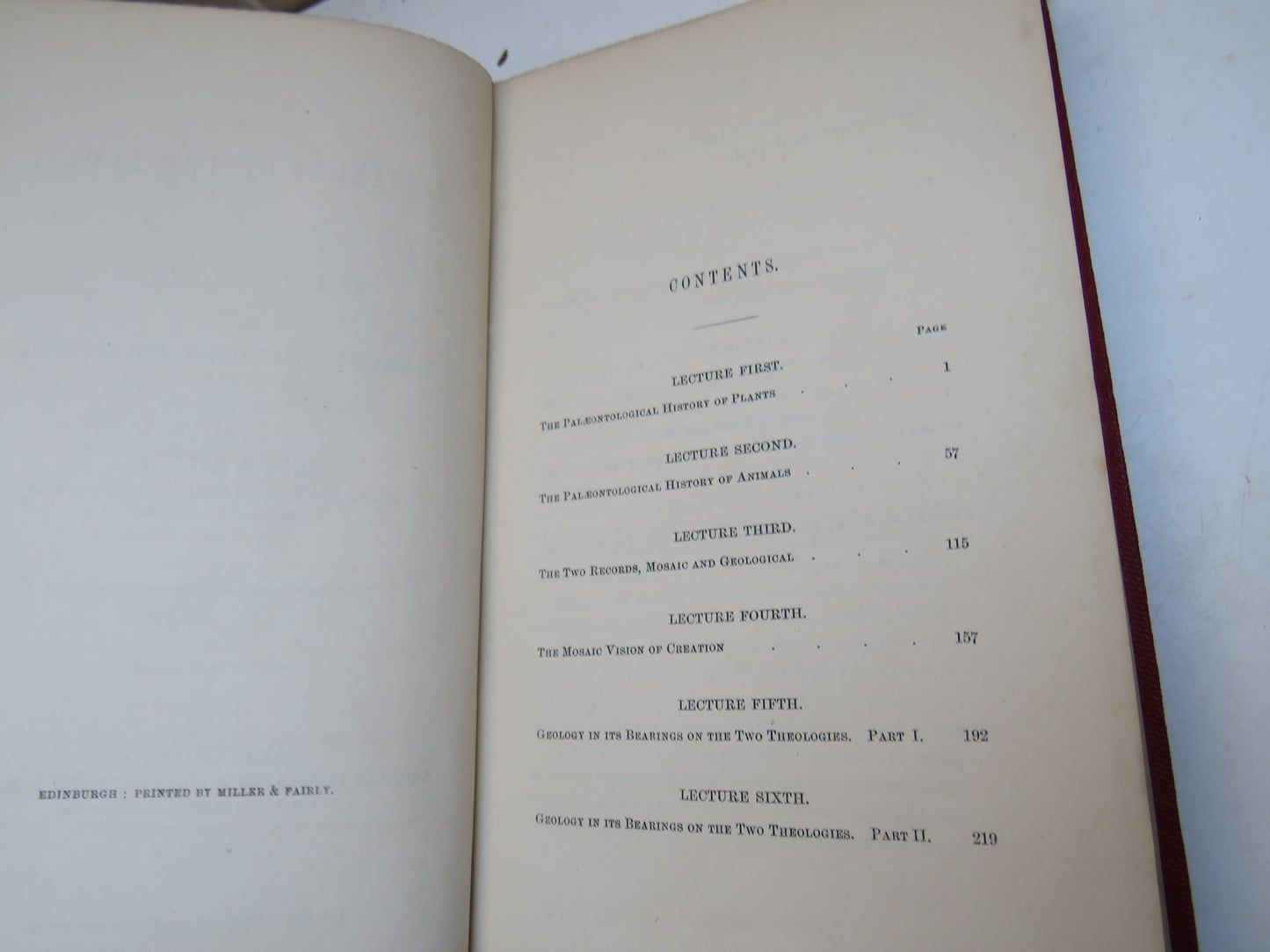 The Testimony Of The Rocks; Or Geology In Its Bearings On The Two Theologies, Natural and Revealed By Hugh Miller 1857