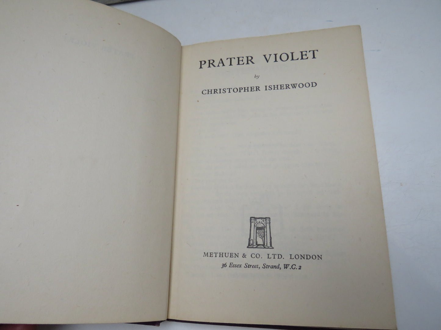 Prater Violet By Christopher Isherwood 1946 1st Edition