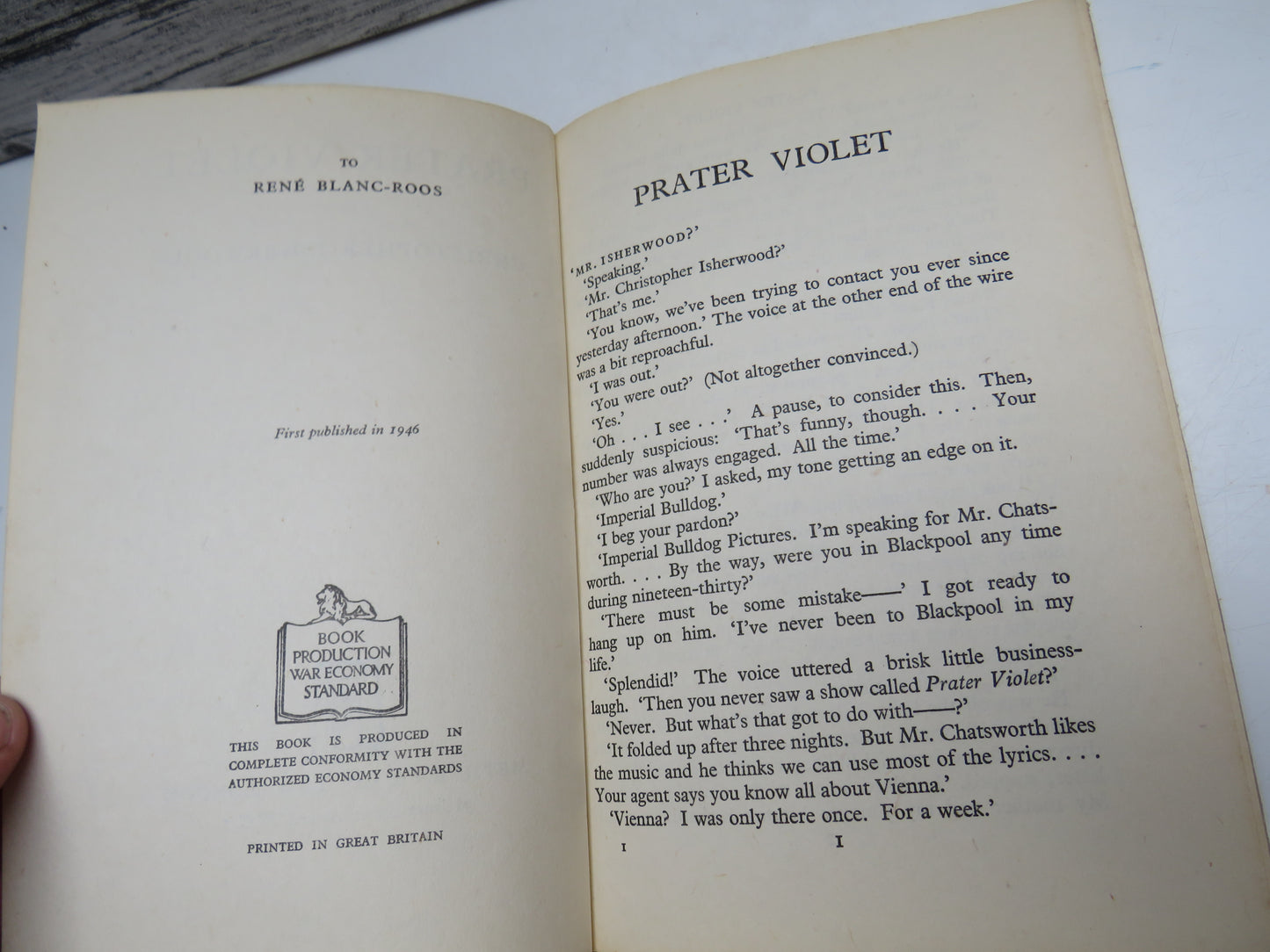 Prater Violet By Christopher Isherwood 1946 1st Edition