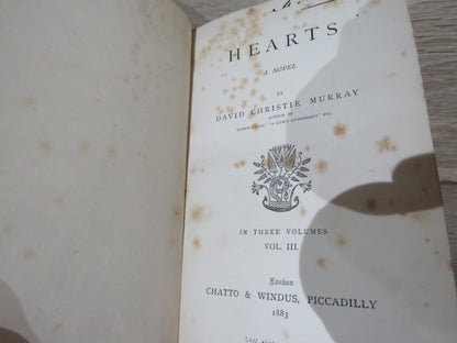 Hearts A Novel By David Christie Murray In Three Volumes 1883 book image 4