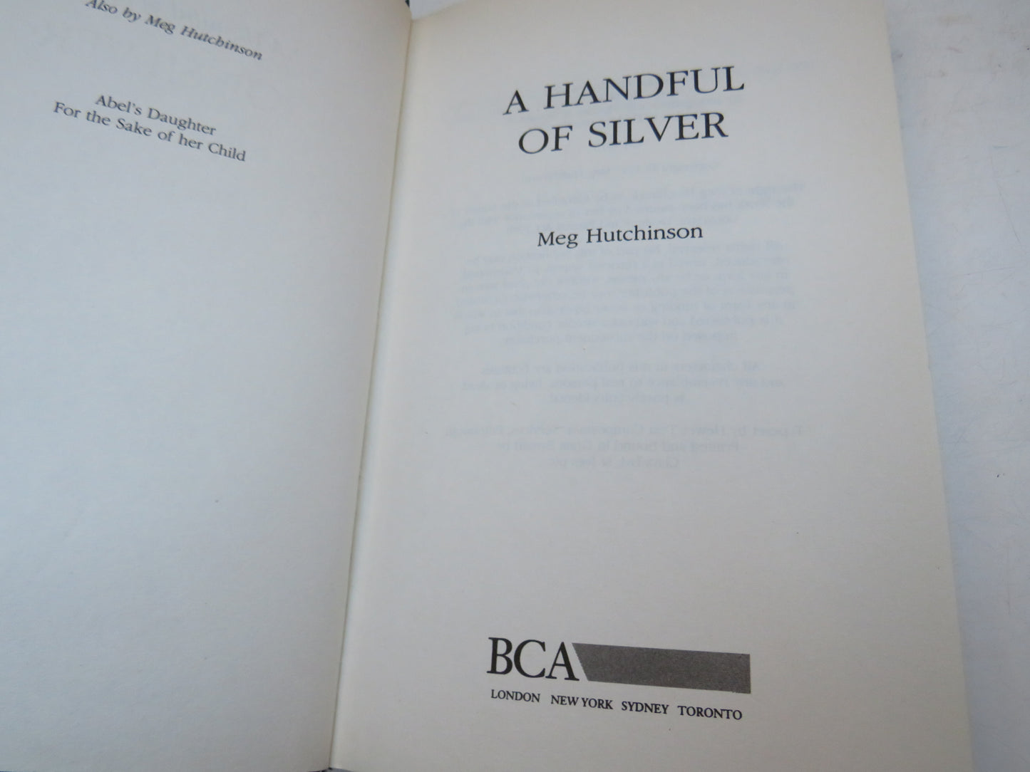 A Handful of Silver By Meg Hutchinson 1997