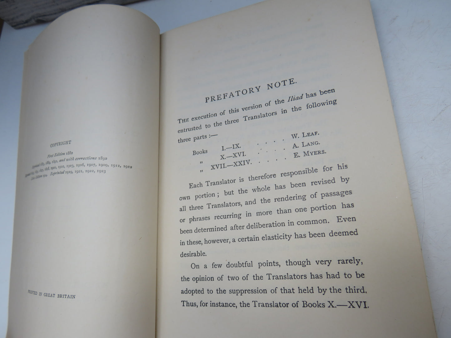 The Iliad of Homer Done Into English Prose By Andrew Lang 1923