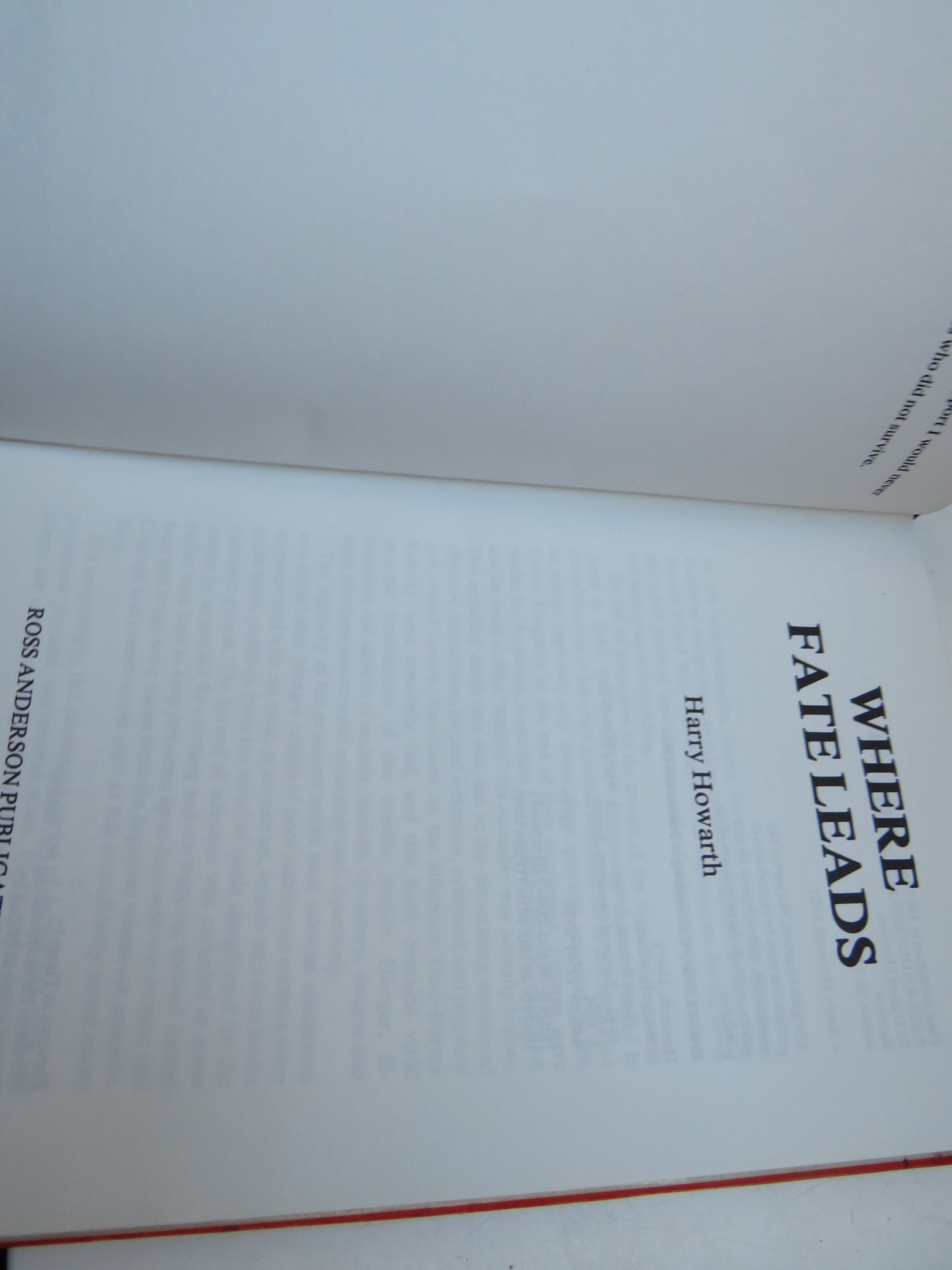 Where Fate Leads By Harry Howarth 1983