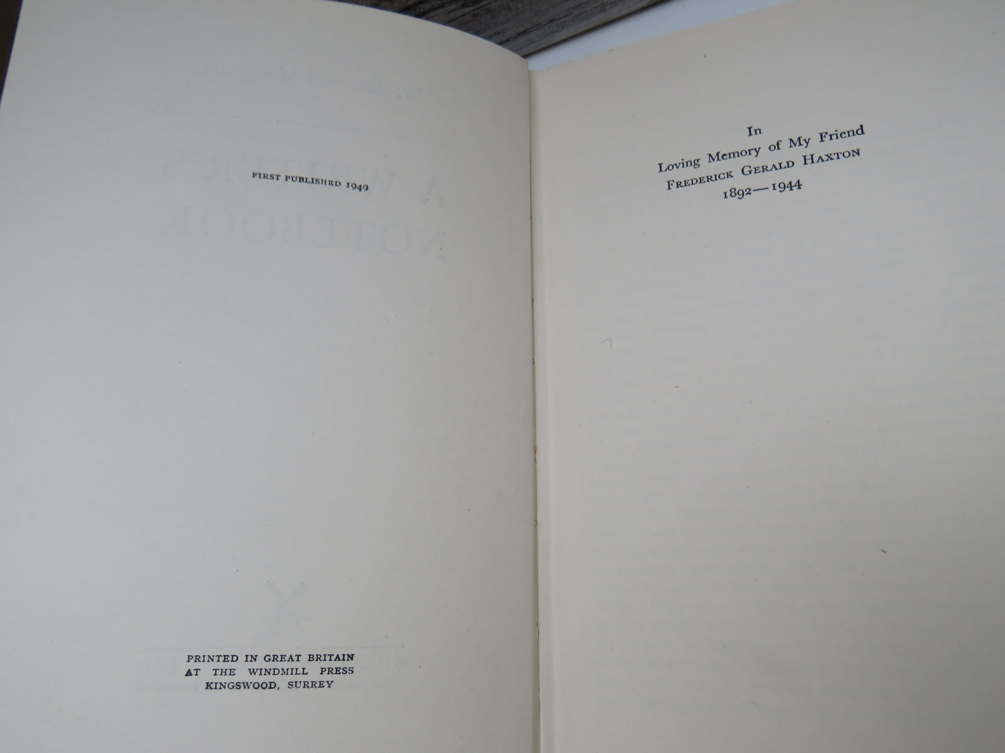 A Writer's Notebook By W. Somerset Maugham 1949 1st Edition