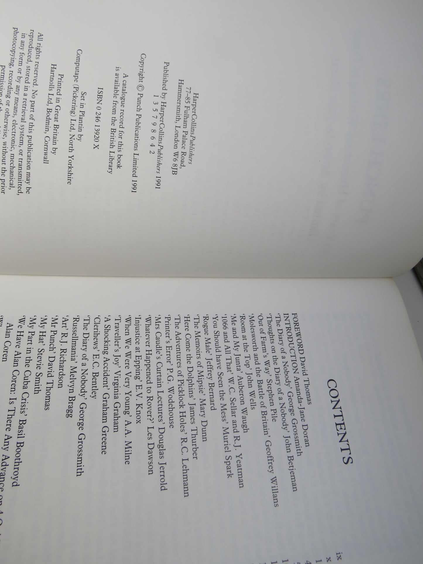 Punch Lines 150 Years of Humorous Writing In Punch Edited By Amanda-Jane Doran 1991