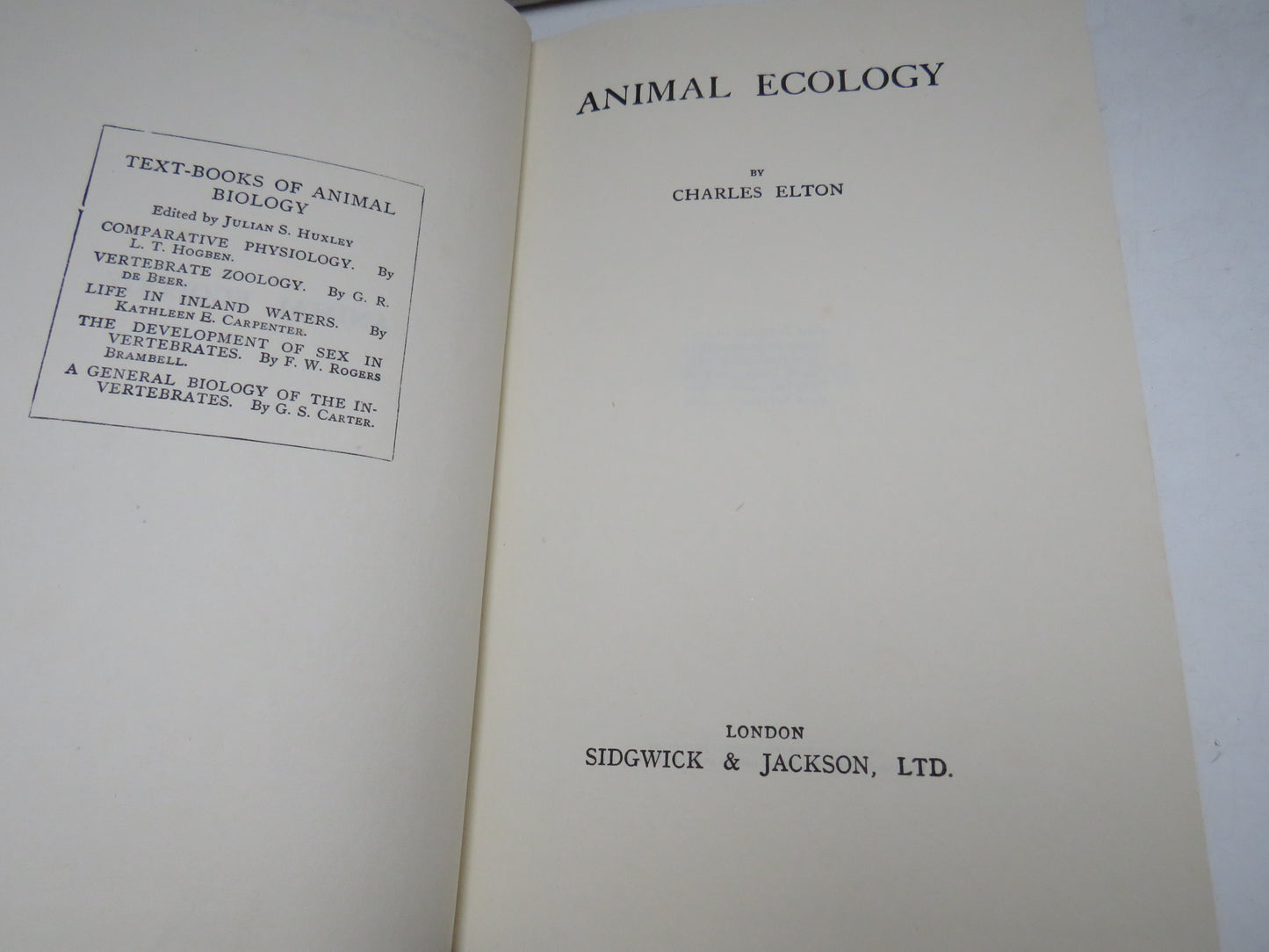 Animal Ecology By Charles Elton 1953
