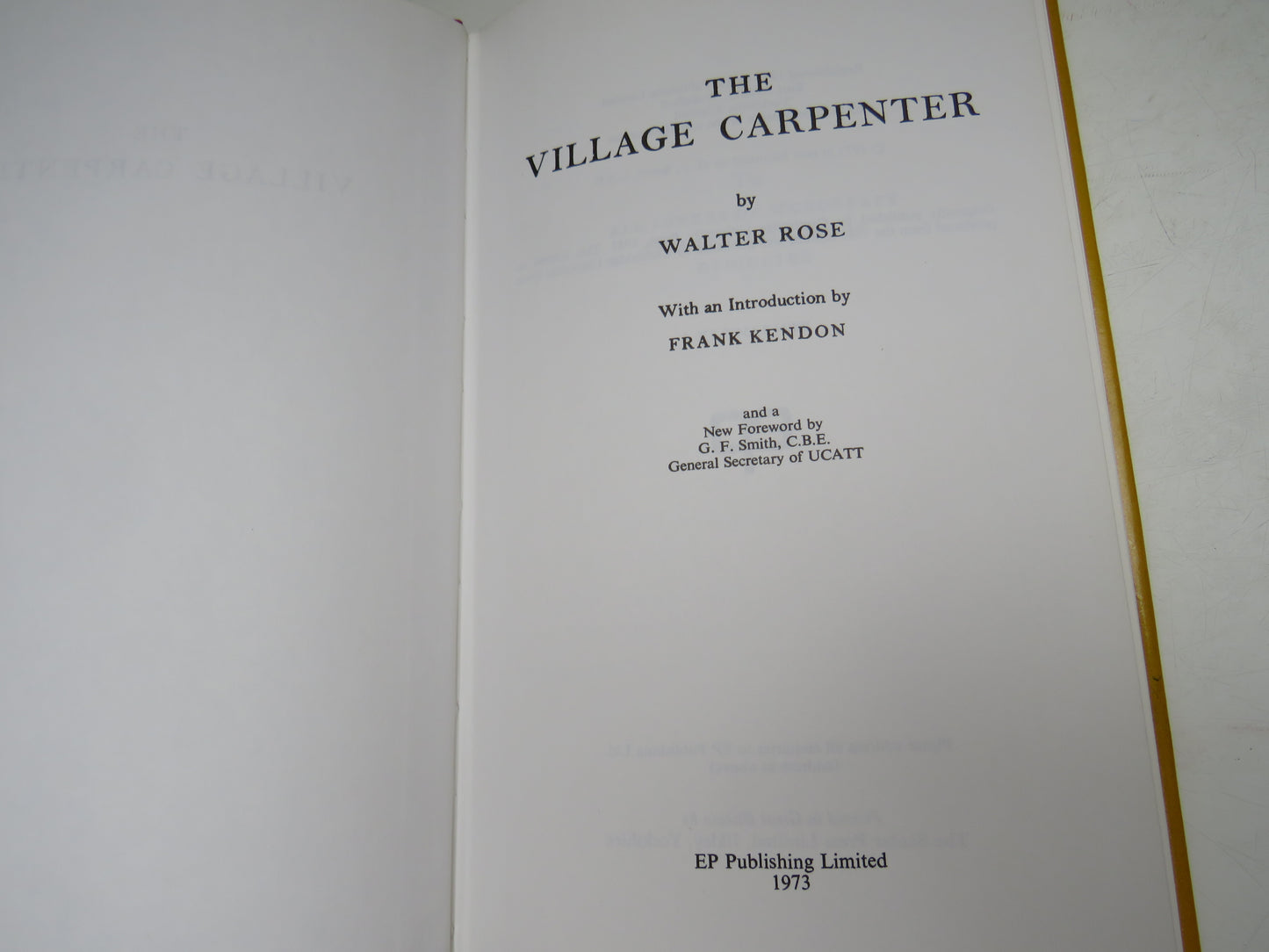 The Village Carpenter By Walter Rose 1973