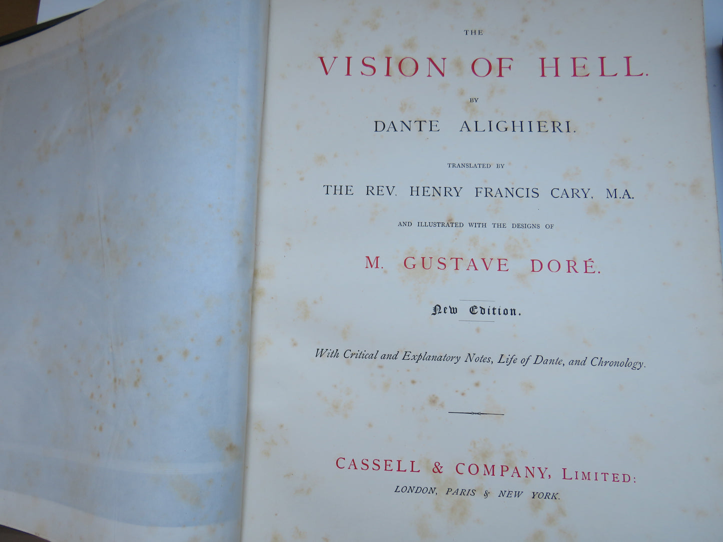 The Vision of Hell By Dante Alghieri Illustrated By M. Gustave Dore New Edition Large Heavy Book