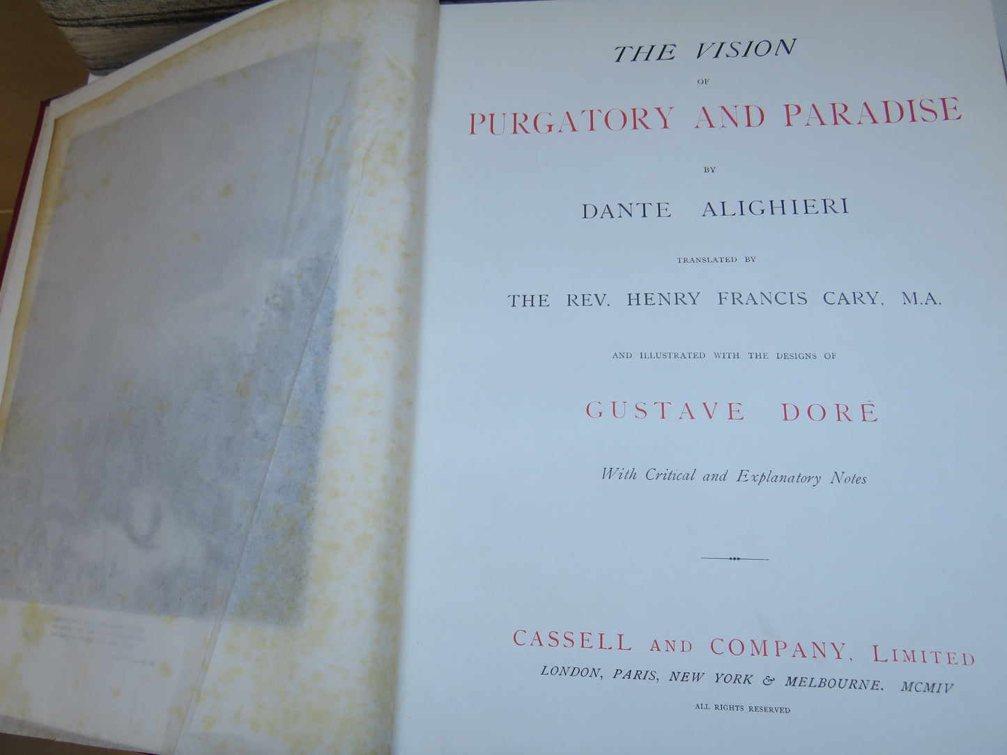 The Vision of Purgatory and Paradise By Dante Alighieri Illustrated By Gustave Dore Large Heavy Book