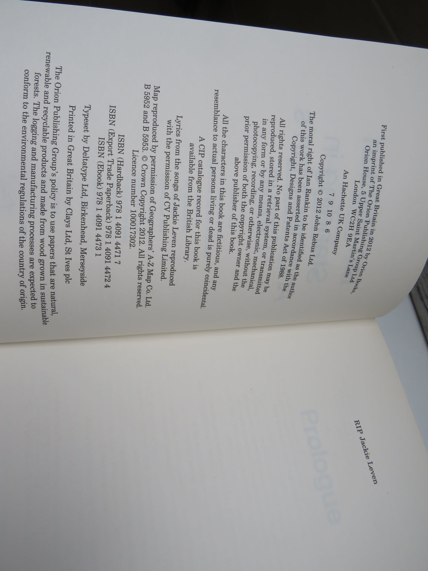 Standing In Another Man's Grave By Ian Rankin 2012