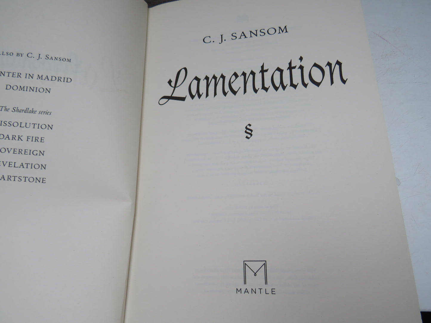 Lamentation By C.J. Sansom 2014