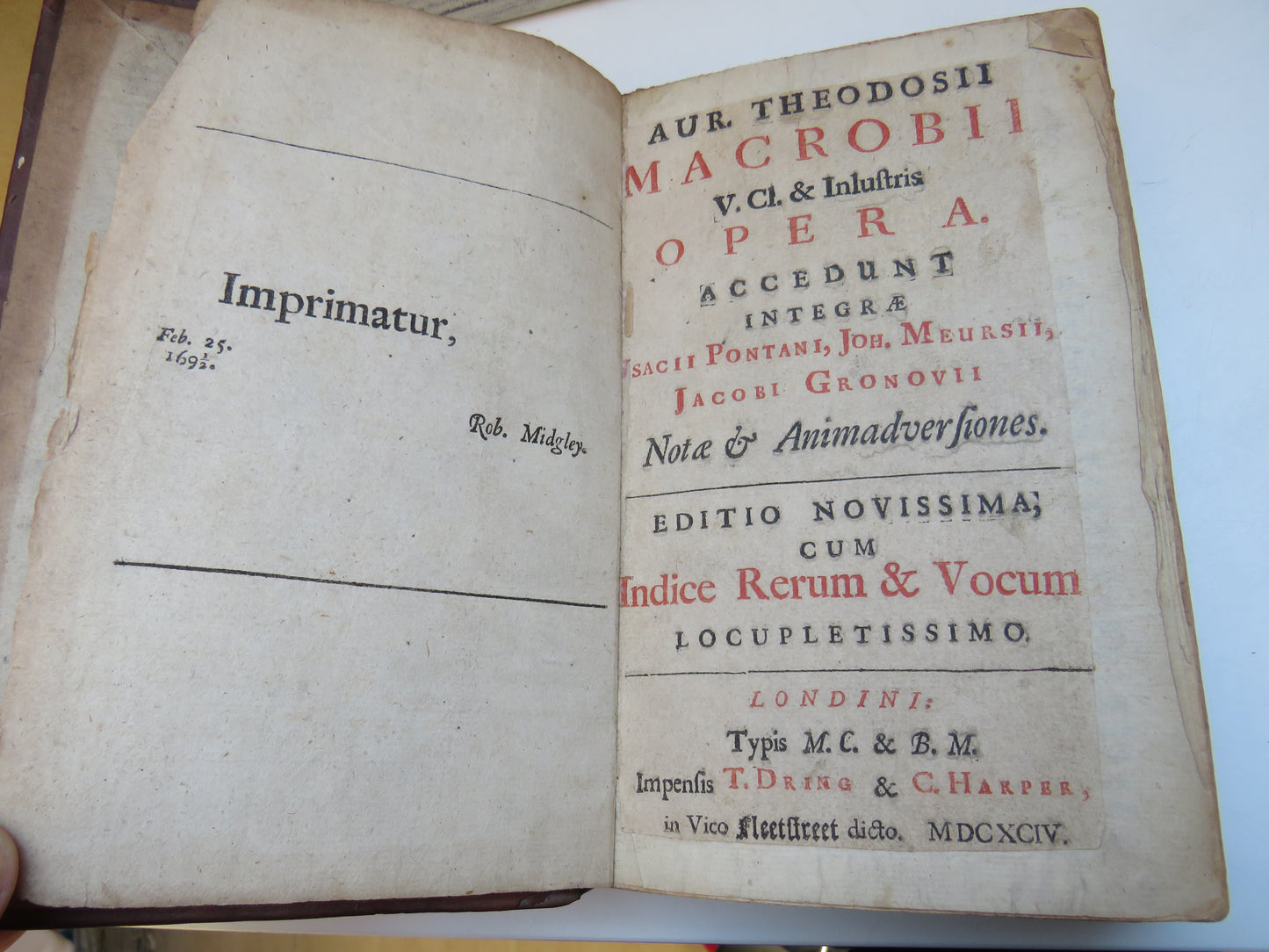 Rare Antique Book - Aur.Theodosii Macrobii V.Cl.& Inlustris Opera 1694