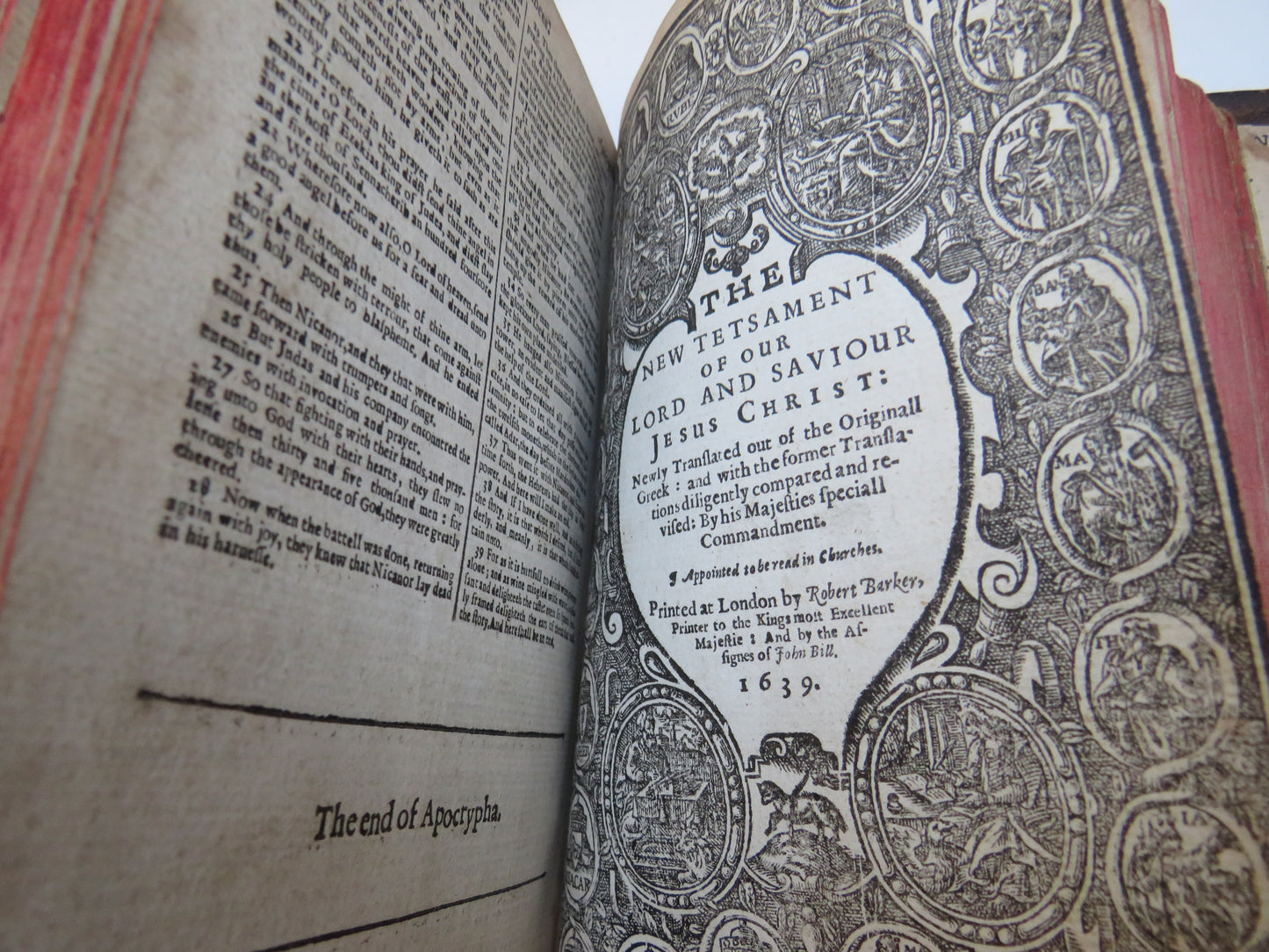 Rare 17thC Antique Book - The Holy Bible Containing The Old Testament and The New 1639 The Genealogies Recorded In The Sacred Scriptures, According To Every Family and Tribe" dated 1638
