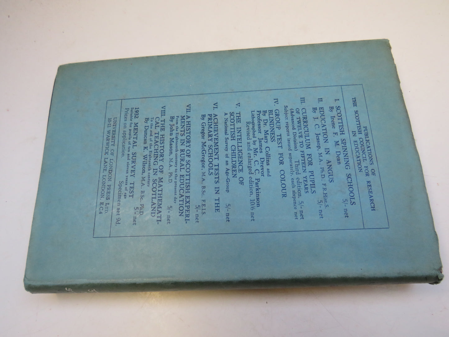 A History of Scottish Experiments In Rural Education From The Eighteenth Century To The Present Day By John Mason 1935