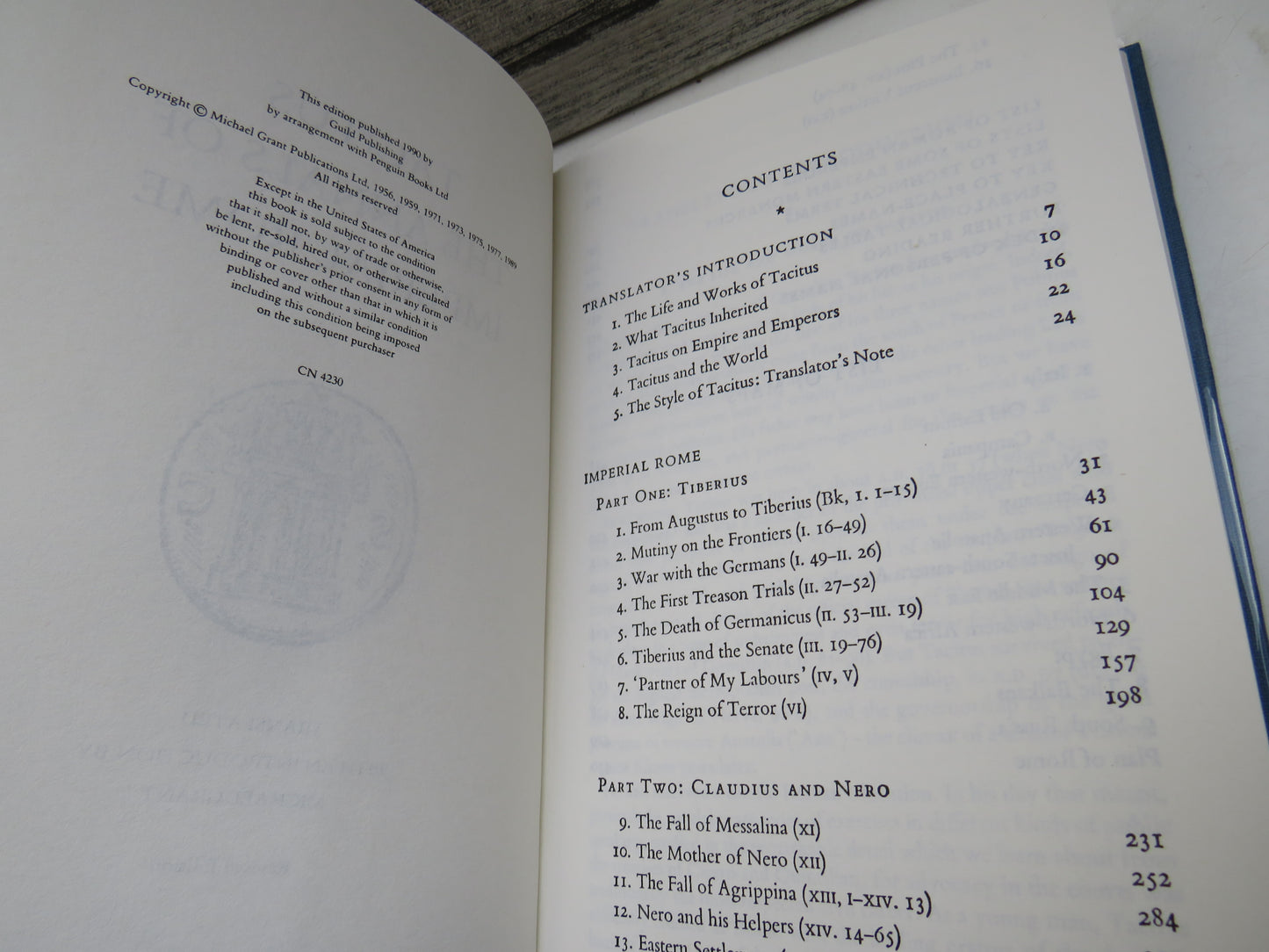 Tacitus The Annals of Imperial Rome Translated With Introduction By Michael Grant 1990