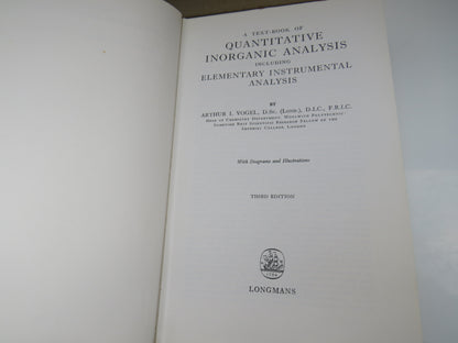 A Text Book of Quantitative Inorganic Analysis By Arthur I. Vogel 1968 book image 6