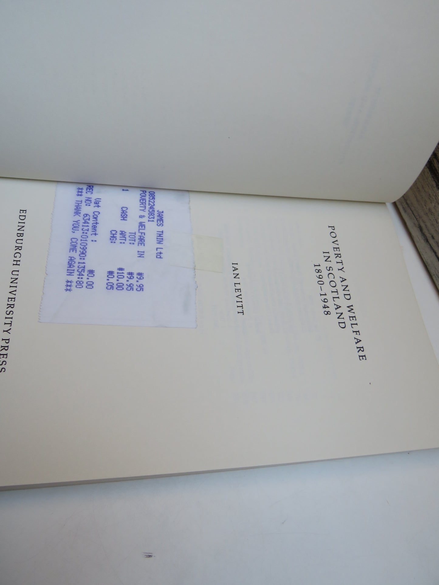 Poverty and Welfare In Scotland 1890-1948 By Ian Levitt 1988