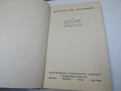 Statistics For Economists By R.G.D. Allen